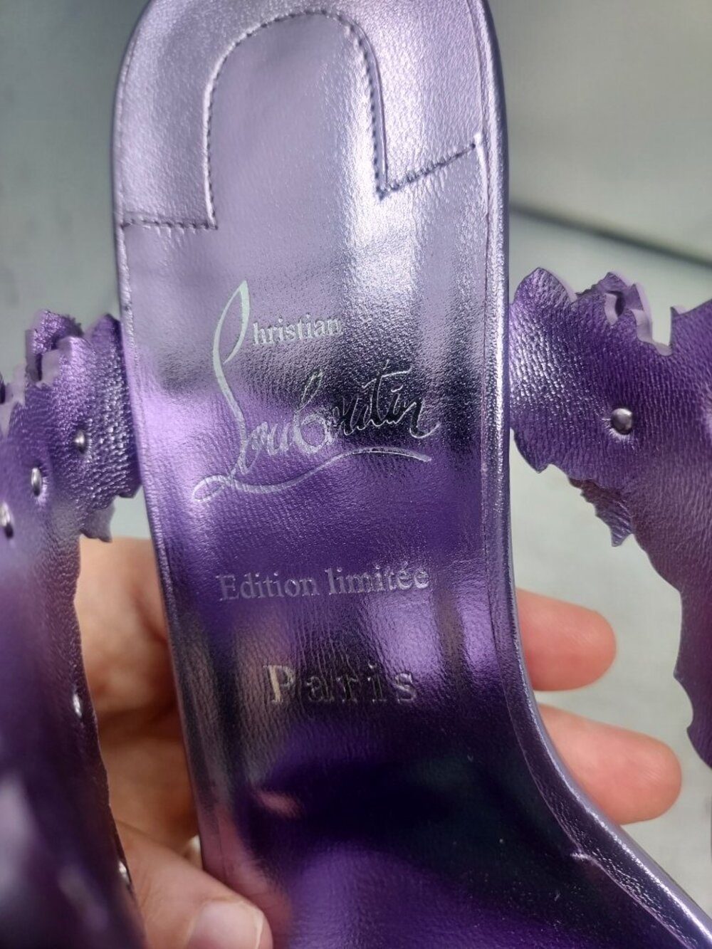 Christian Louboutin Purple Flora Jewel Heel Sandal - Picture 8 of 13